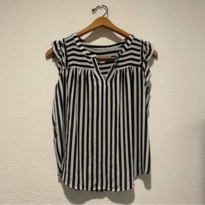 LOFT Petite Women’s Black and White Striped Tank Blouse